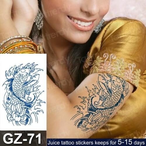Tattoo Juice Ink Fruit Temporary Art Tattoo Long Lasting Paint For Body Waterproof Blue Color Inks Fake Tatoo Fish Dragon Birds