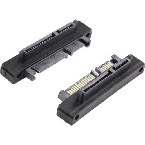 Black Durable 90 Degree Angled SATA 22 (7+15) Pin Male to Female Extension Computer Adapter Converter 32CB