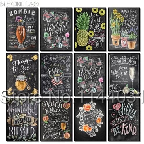 Blackboard Letters 5D Diy Embroidery Diamond Painting Cross Stitch Kit Kitchen Food Art Full Drill Mosaic Sticker Decor Crafts