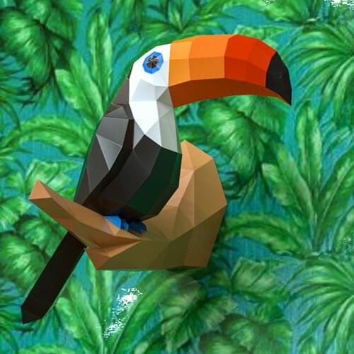 Giant beak bird wall hanging decor hand-made 3d paper model DIY pendant decorated geometric origami kids room decoration