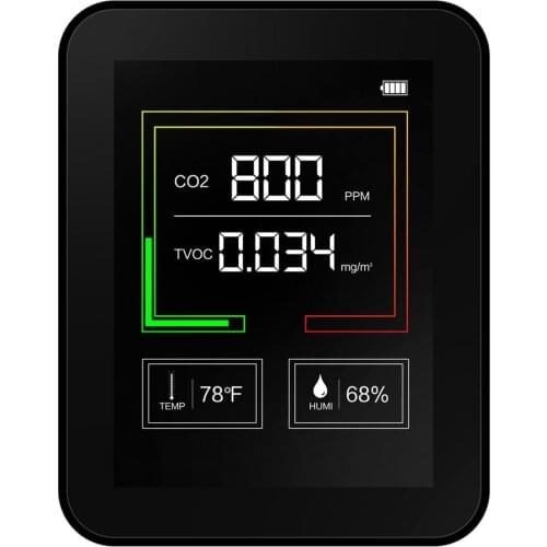 CO2 Meter Digital Temperature Humidity Sensor Tester 5 in1 Air Quality Monitor Carbon Dioxide TVOC Formaldehyde HCHO Detector