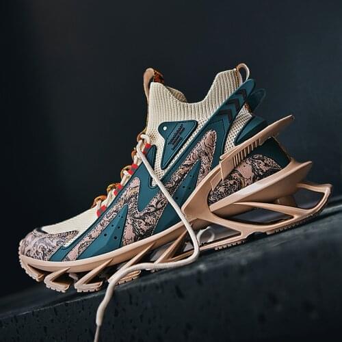 Men Shoes Running Sneakers Comfortable Luminous Sports Shoes New Breathable Lace Up Blade Sneakers Athletic Walking Footwear