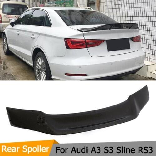 Spoiler Wing For Audi A3 S3 RS3 2014 - 2018 High Quality Carbon Fiber Rear Roof Spoiler Wing Trunk Lip Boot Cover Car Styling
