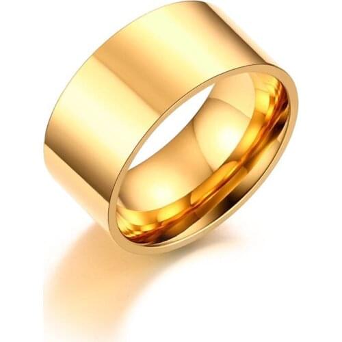 10mm Classic Wide Chunky Ring for Men Rose Gold-Color Silver Color Stainless Steel Male Ring Alliance Wedding Jewelry