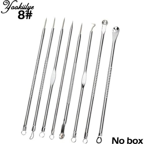 8pcs Stainless Steel Blackhead Remover Tool Kit Acne Removal Facial Cleansing Comedone Pimple Blemish Extractor Skin Care Set