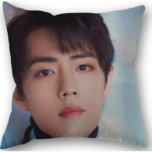 Xiao Zhan Pillowcase Cotton Linen Fabric Square Zippered Pillow Cover For Office Family Decoration 45X45cm Eco-Friendly 1210