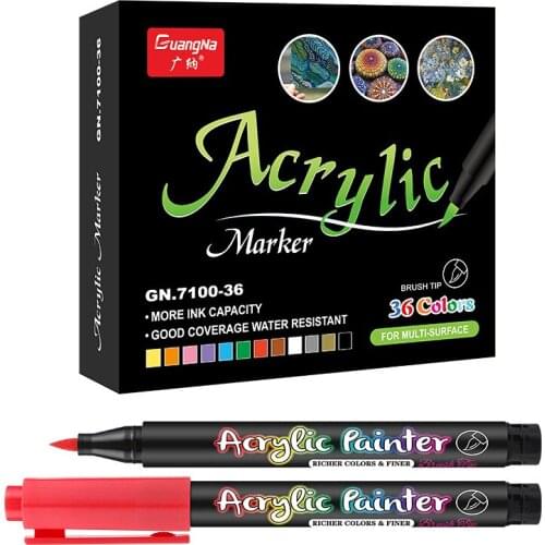 12/24/36 Color Permanent Acrylic Paint Marker Pens Metallic Color Pens for Card,Fabric,Canvas,Rock,Glass,Metal and Ceramics