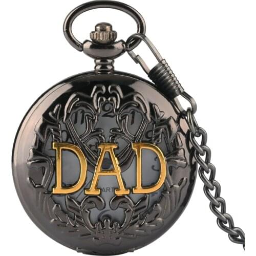 Dad Gifts Series Retro DAD Quartz Pocket Watch Casual Necklace Pendant Antique Style Steampunk Men Chain Watch Fathers Day Gift