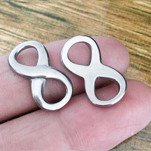 10pcs/lot Hot selling 316l Stainless Steel 8 Symbol Floating Unlimited Dangles Pendants Charms For DIY Bracelets
