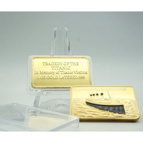 24K Gold Plated Titanic Souvenirn Commemorative 1 OZ gold layered .999 Bullion Bar Gift Home Art Collection Modern