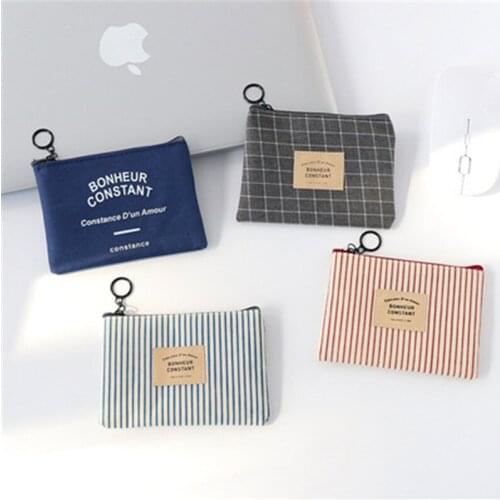 DL Simple Sufeng female Coin bag zip coin bags Canvas Purse female Cute Mini fabric Stationery office supplies for students