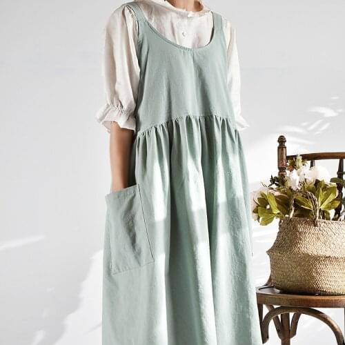 Simple Art Apron Pleated skirt Coffee Shops Flower Shops Work Cleaning Aprons Kitchen Aprons For Women Work Apron