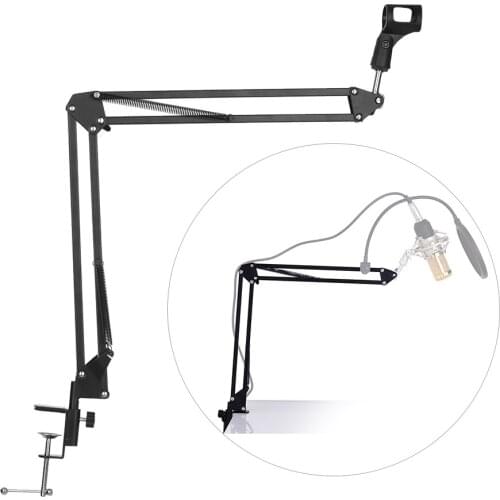 Adjustable Microphone Stand Suspension Boom Scissor Arm Mic Bracket Metal Material with Microphone Holder for Studio Streaming