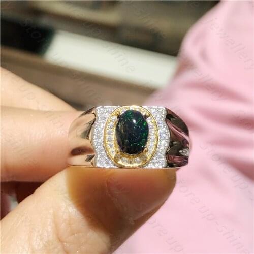 Luxury atmosphere hot selling style black opal ring 925 silver ring noble and elegant