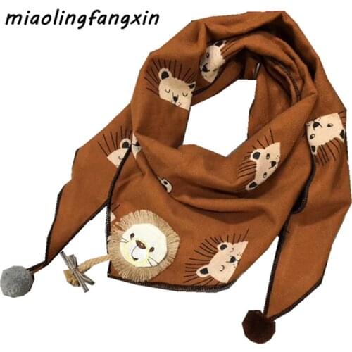 Autumn Winter Children Scarf New Fashion Girls Lion Triangle Scarf Toddler Boys Neck Wear Baby Scarf