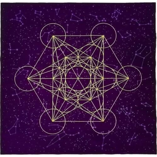 Tarot Card Tablecloth Metatrone Cub Crystal Grid Astrology Divination Altar Velvet Cloth Board Game Tarot Card Mat