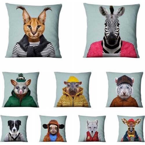 Super Soft Velvet Cushion Decorative Pillow Animal Illustration Printed Pillowcase Home Pillow Decoration Almofadas Decorativas