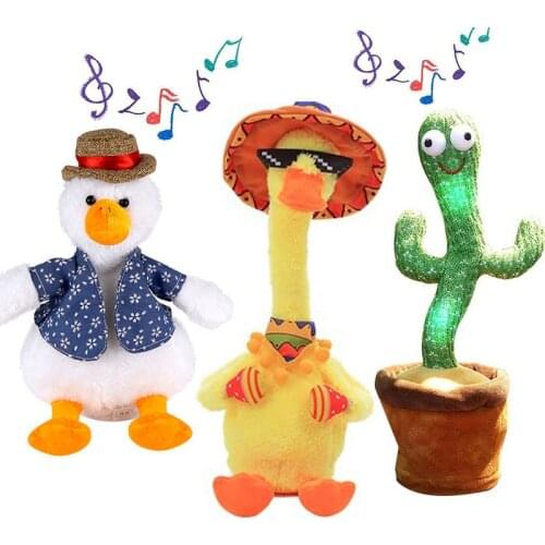 Dancing Cactus Toys Duck Speak Electronic Plush Toys Twisting Singing Talking Novelty Funny Music Luminescent Gifts Dropshipping