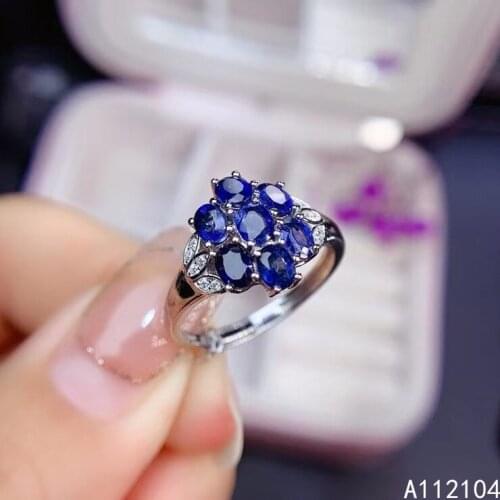 KJJEAXCMY boutique jewelry 925 sterling silver inlaid natural sapphire women luxury classic Chinese style gem ring support detec