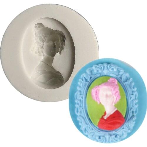 Womens Head Badge Liquid Silicone Sugar Mold Cake Chocolate Decoration Mold K102