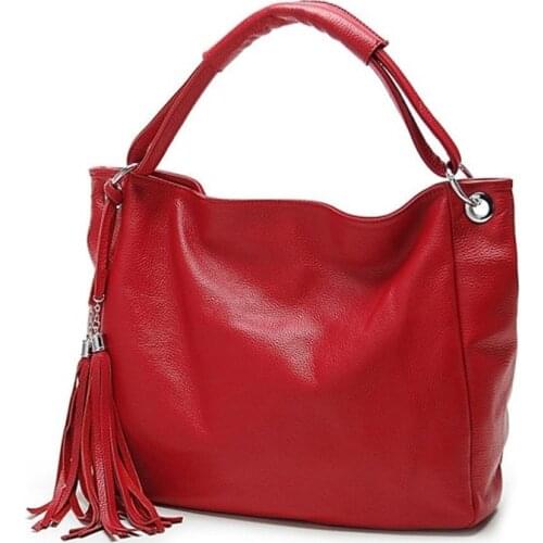 Women PU Leather Tassel Handbags Red Solid Messenger Bag High Quality Shoulder Crossbody Bags Punk Totes