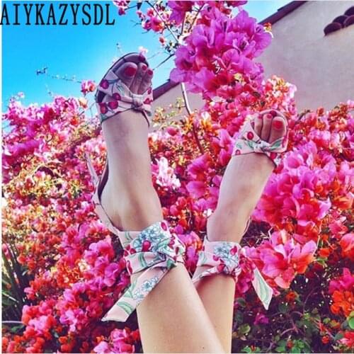 AIYKAZYSDL Women Summer Bohemia Sandals Bow Knot Butterfly Bowtie Cross Strap Boho Sandals High Heel Ankle Strap Shoes Stilettos
