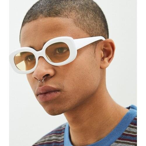 2020 New Style Oval Sunglasses Women Vintage Retro Round Frame White Mens Sun Glasses Female Black Hip Hop Clear Glasses UV400