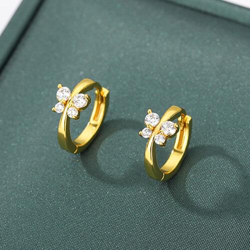 Zircon Butterfly Earrings For Women Girls Stainless Steel Mini Hoop Earrings 2020 Trend Jewerly Gifts For New Year Aretes Femme