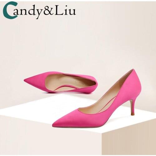 Sexy Rose High Heels Womens 2021 New Elegant Banquet 6cm Shallow Mouth Pointed Thin Heel Shoes Women