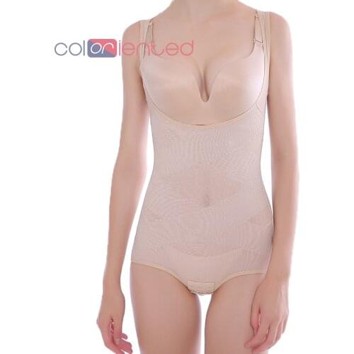 Coloriented Woman Bodysuit Net Gauze One-Piece Breasted Corset Childbirth Fat Burning Slimming Clothes Chest Abdomen Hips Waist