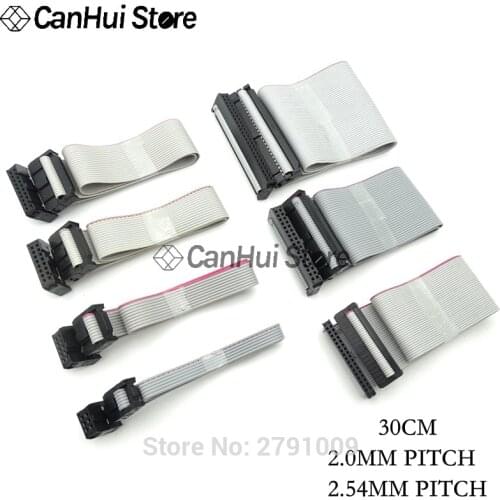 1PCS 2.0MM 2.54MM pitch FC-6/8/10/14/16/20/40/50/64 PIN 30CM JTAG ISP DOWNLOAD CABLE Gray Flat Ribbon Data Cable FOR DC3 IDC