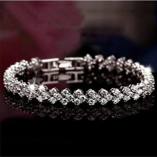 10pcs Fashion Silver chain bracelets and bangles bright Rhinestone heart shape charm bracelets for women