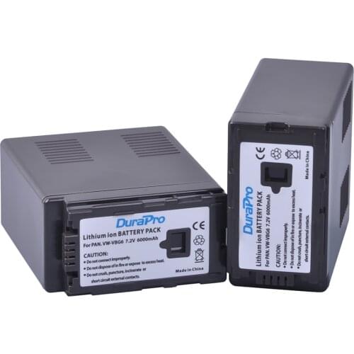 2Pc VW-VBG6 6000mAh VWVBG6 VBG6 Li-Ion Batteries for Panasonic Camcorder Battery and Panasonic AG-AC160A