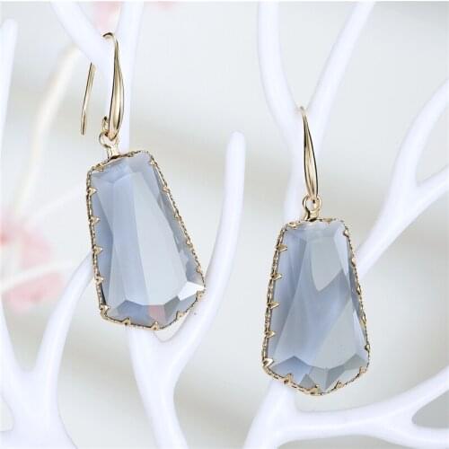 2020 Korean Earrings Trapezoid Hyperbole Colorful Glass Drop Earrings Fashion Jewelry for Women Cute Ear Ring Dangle Girl Gifts