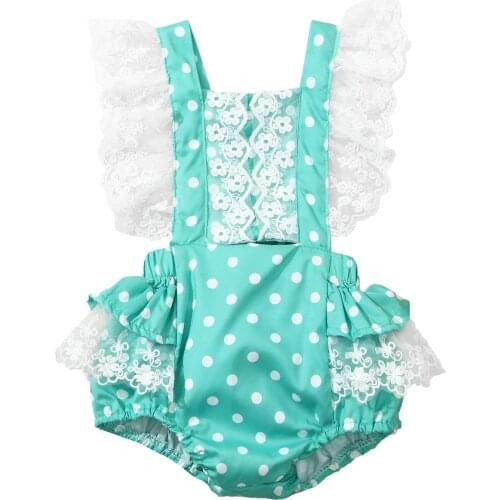 2021 Baby Girls Clothes Floral Lace Ruffle Sleeve Polka Dot Romper Girls Clothing Bodysuits 0-24M Newborn Clothes Roupas de bebe