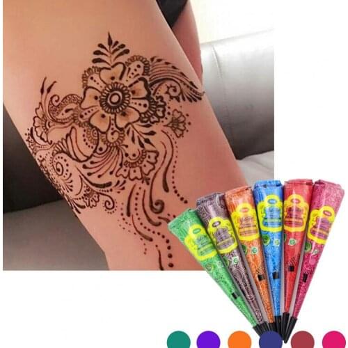 25g New Henna Tattoo Paste Black brown red white Henna Cones Indian For Temporary Tattoo Sticker Body Paint Art Cream Cone