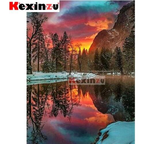 5D DIY Full Square/Round Drill Diamond Painting Kit "Forest lake" Embroidery Mosaic Cross Stitch Stickers Decor Gift Xy0540