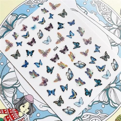 804 808 butterfly 3D Back glue Nail Art Stickers Decals Sliders Nail ornament decoration