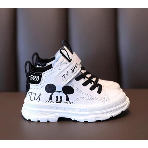 Disney Autumn Winter Mickey mouse Boys Cotton Child sneakers Warm Kids Cartoon Casual Shoes For GirlS Sports Shoes