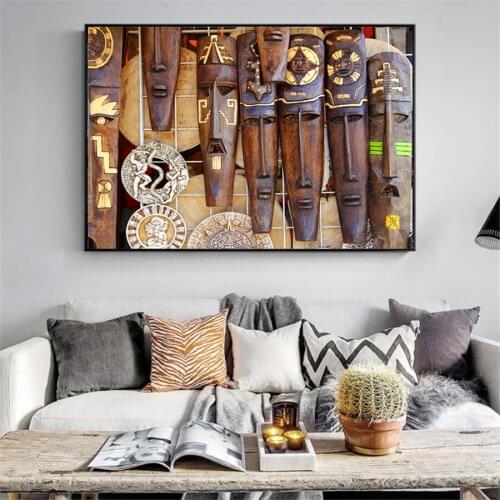 Women Mask Religion Posters and Prints Canvas Painting Wall Art Print Maya Mexican Mask Picture Vintage Living Room Home Decor