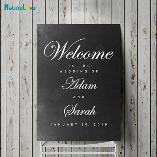 Welcome To The Wedding Of Party Decal Reception Sign Word Art Custom Name Date Vinyl Decal Quote Wood Board Sticker B827