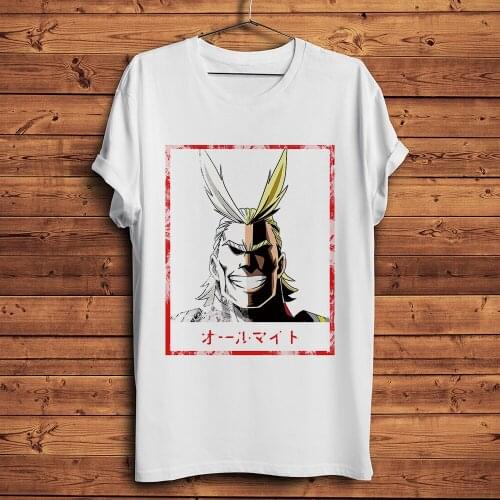 MHA All Might funny anime tshirt Men new White Casual short sleeve T Shirt Unisex My Hero Academia manga streetwear tee