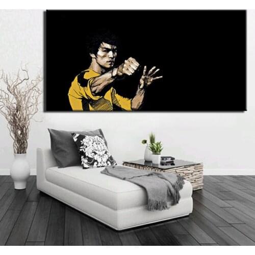 Kung Fu Superstar Bruce Lee Canvas Paintings Posters and Prints Wall Art Picture for Living Room Home Decoration