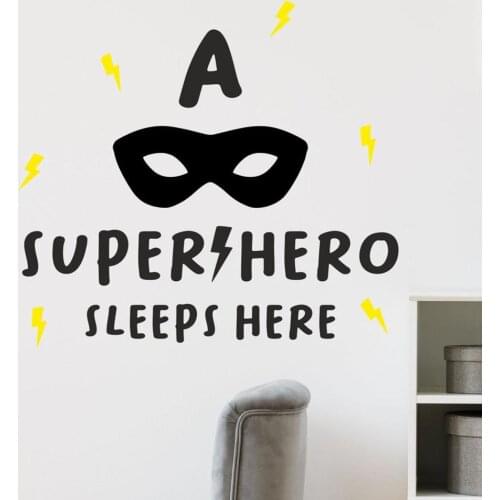 Makeyes A Superhero Sleeps Here Wall Decal,Boy Bedroom Vinyl Wall Mural Art,Wall Sticker,Wall Decor,Gift for children，Q467