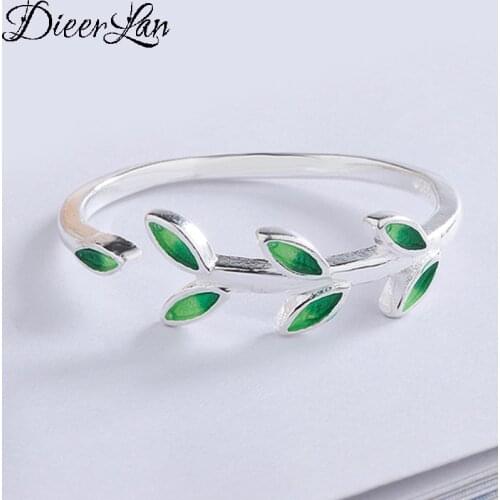 Fashion Silver Color Leaf Rings For Women Adjustable Size Finger Rings Girls Party Wedding Jewelry