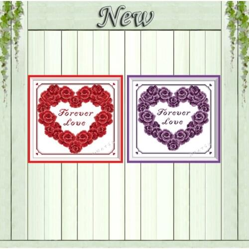 Forever love Rose beauty flower decor painting counted print on canvas DMC 11CT 14CT Cross Stitch kits embroidery needlework Set