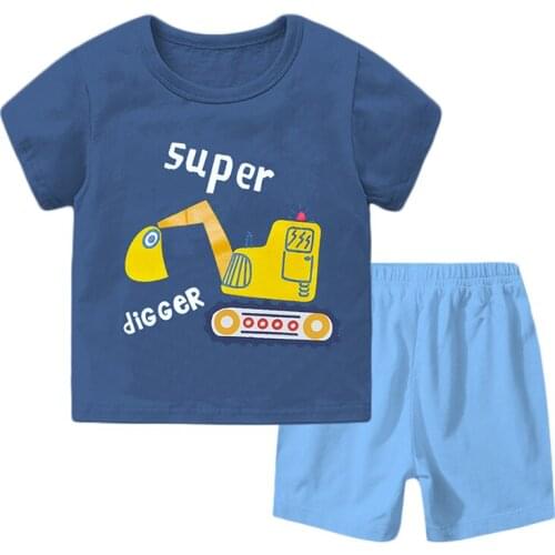 ZWY1054 Summer Toddler Baby Girl Clothes Cartoon Print T-shirt+Shorts Casual Pajamas Set Child Toddler Girls Outfit