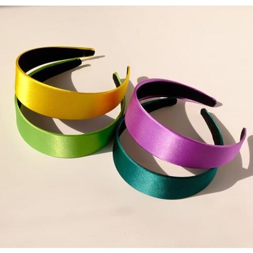 INS homemade Korean satin wide version color headband elegant retro solid color headband temperament net red and white go out