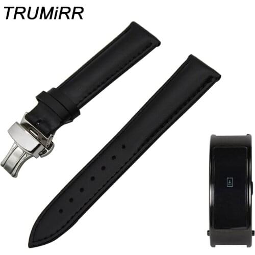 16mm Genuine Leather Watch Band for Huawei Talkband B3 Moto 360 2 42mm Womens Butterfly Buckle Strap Wrist Bracelet Black Brown