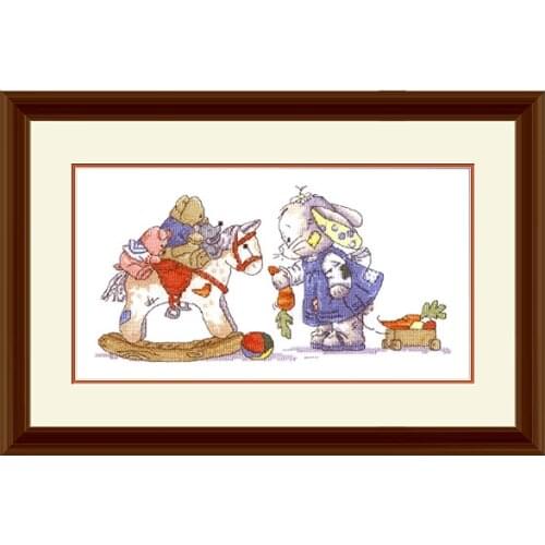 Hand Embroidered Hanging Painting Cross Stitch Kit Precision Printing XT26 Cute Cartoon Bunny Trojan Childrens Bedroom